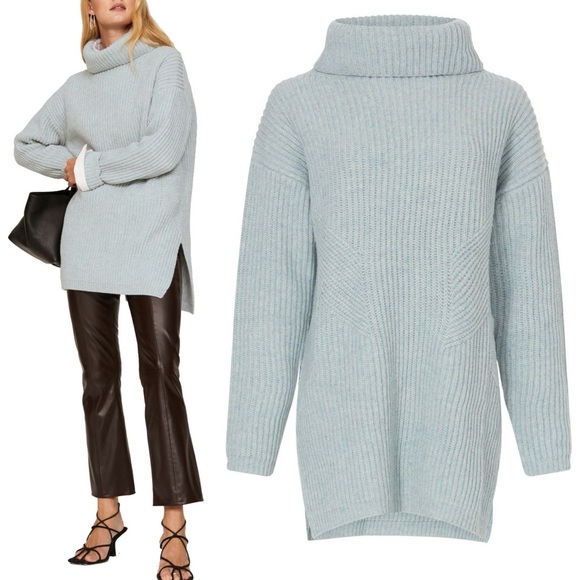 Thakoon Ribbed Turtleneck Sweater Oversized Chunky Knit...